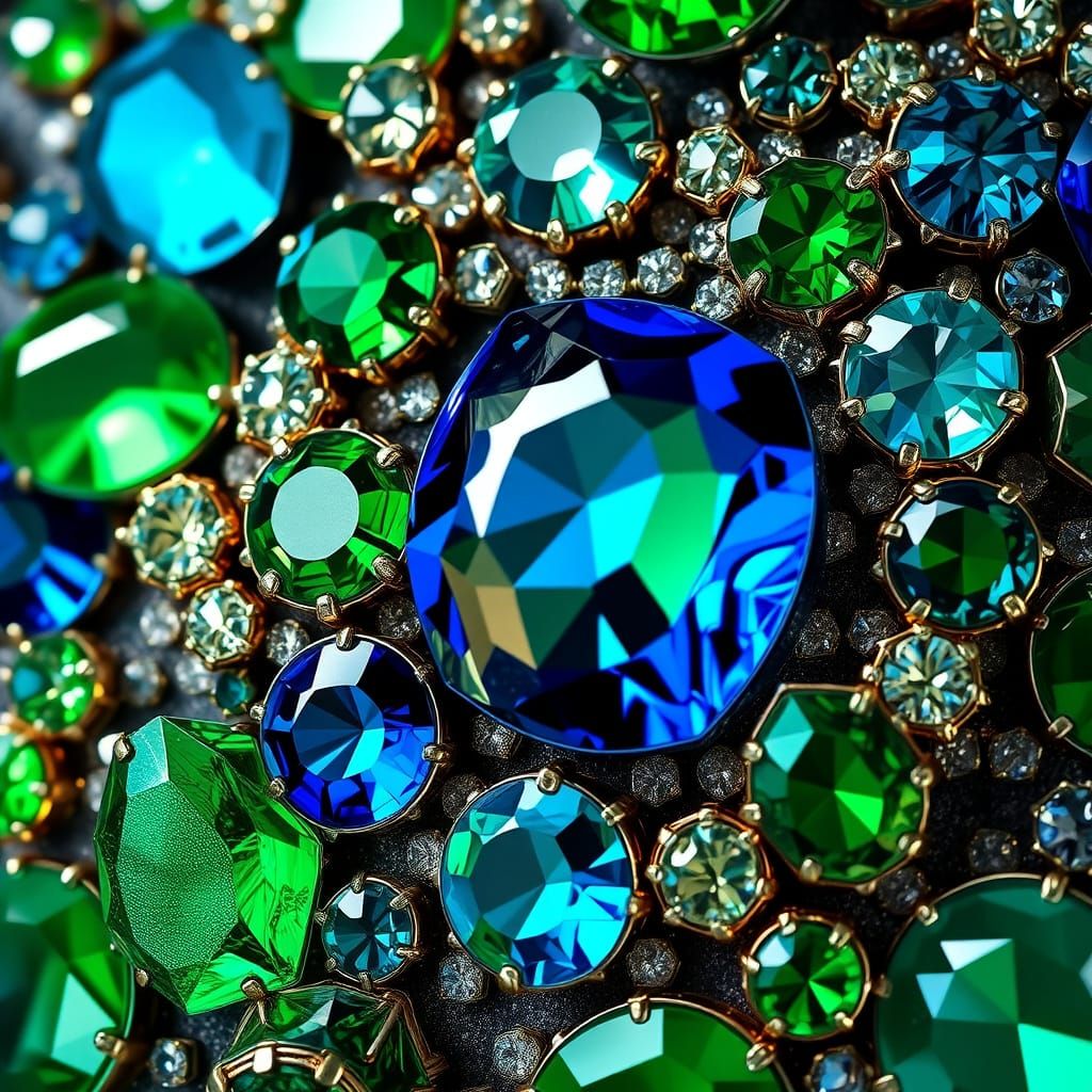 Vibrant Blue and Green Jewels Scene