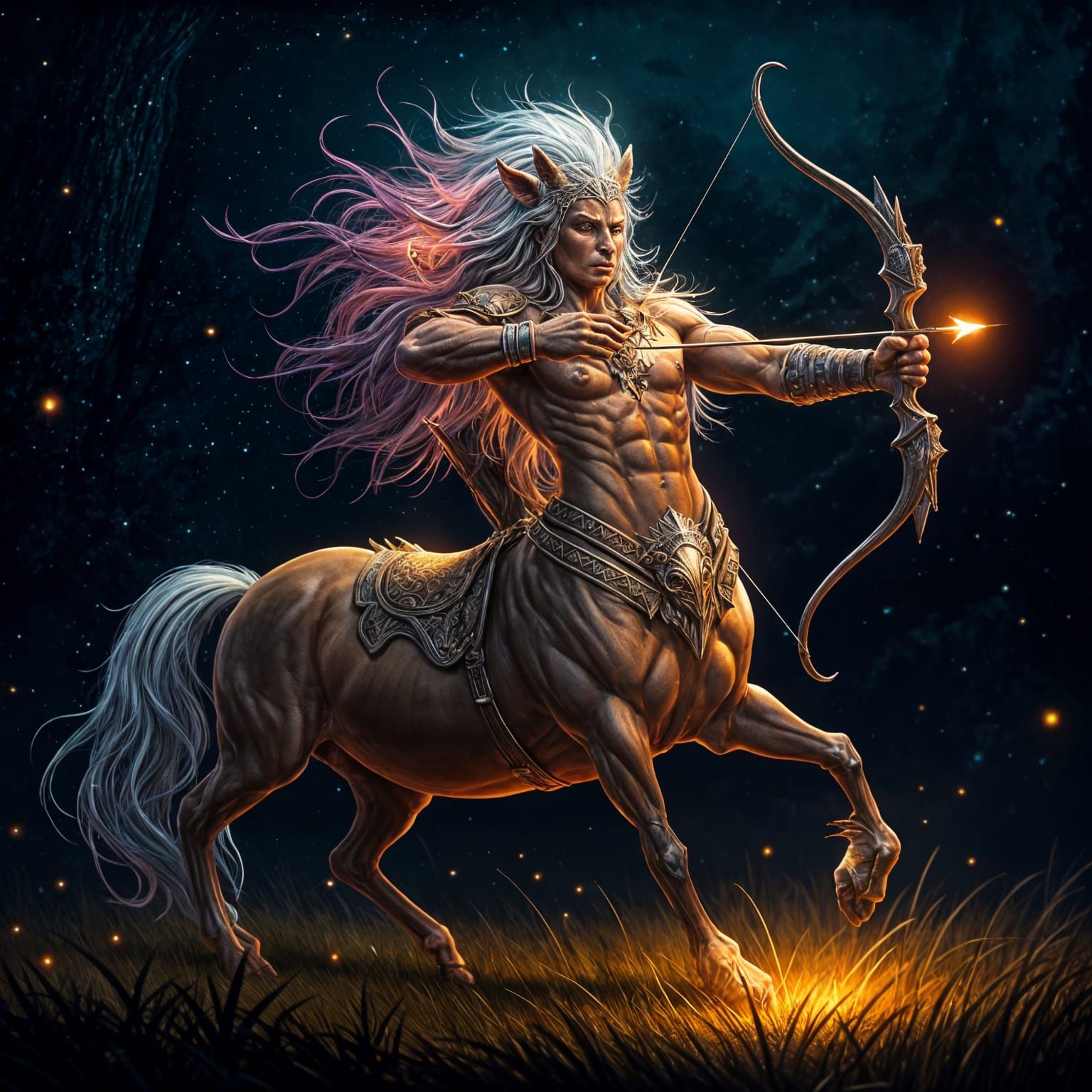 Mystical Centaur Archer in the Night