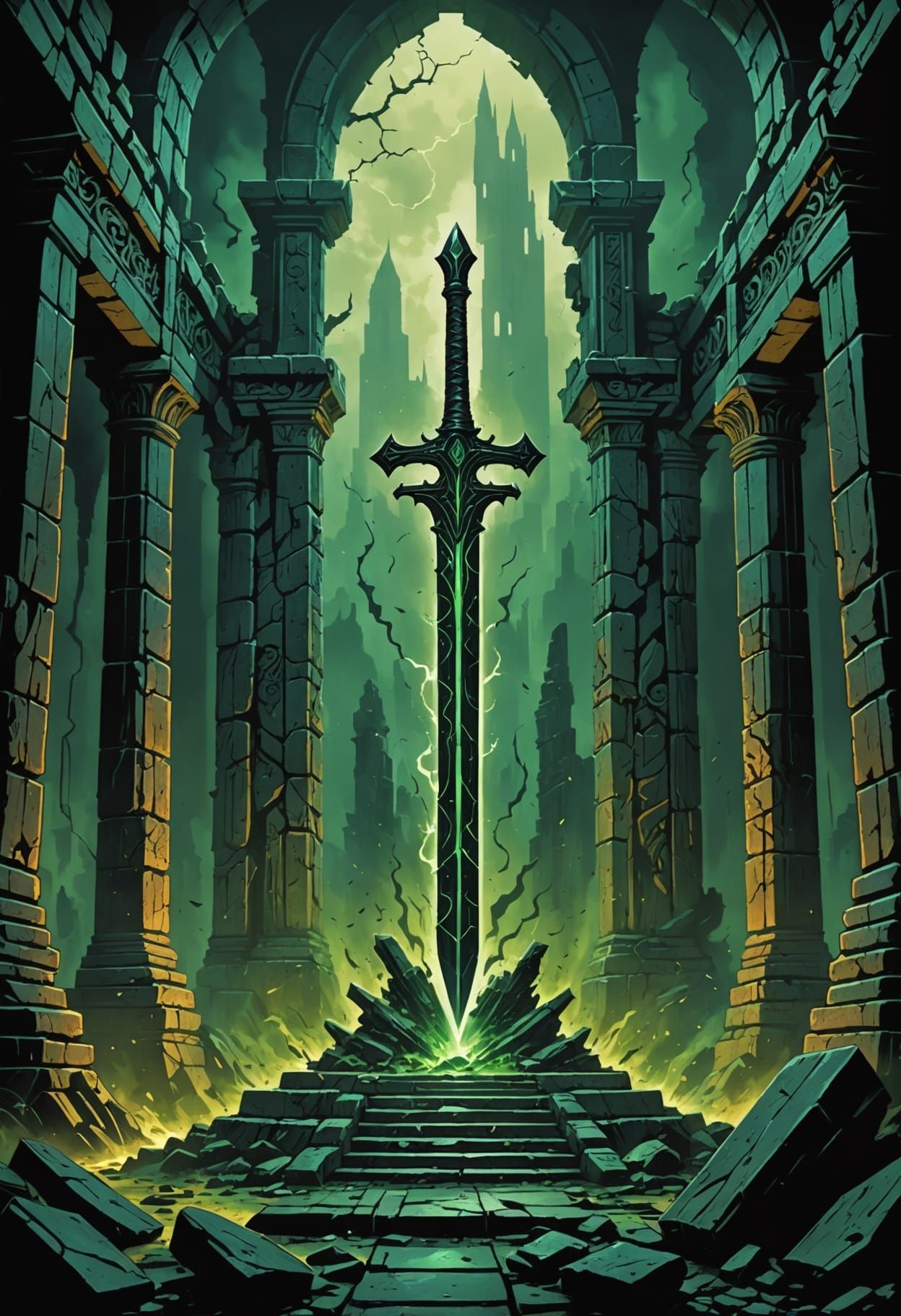 Cursed Giant Sword Floats in Ancient Temple