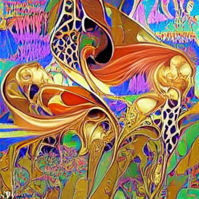 Abstract Art Nouveau Psychedelic Hyperdetailed Design