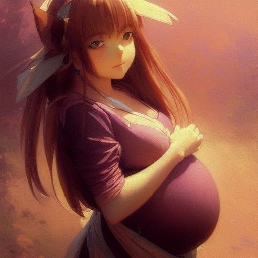 Chibi Anime Portraits of Pregnant Girl