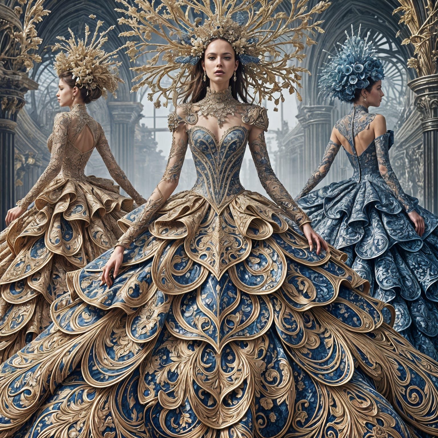 Fractal Haute Couture Gown in McQueen Style