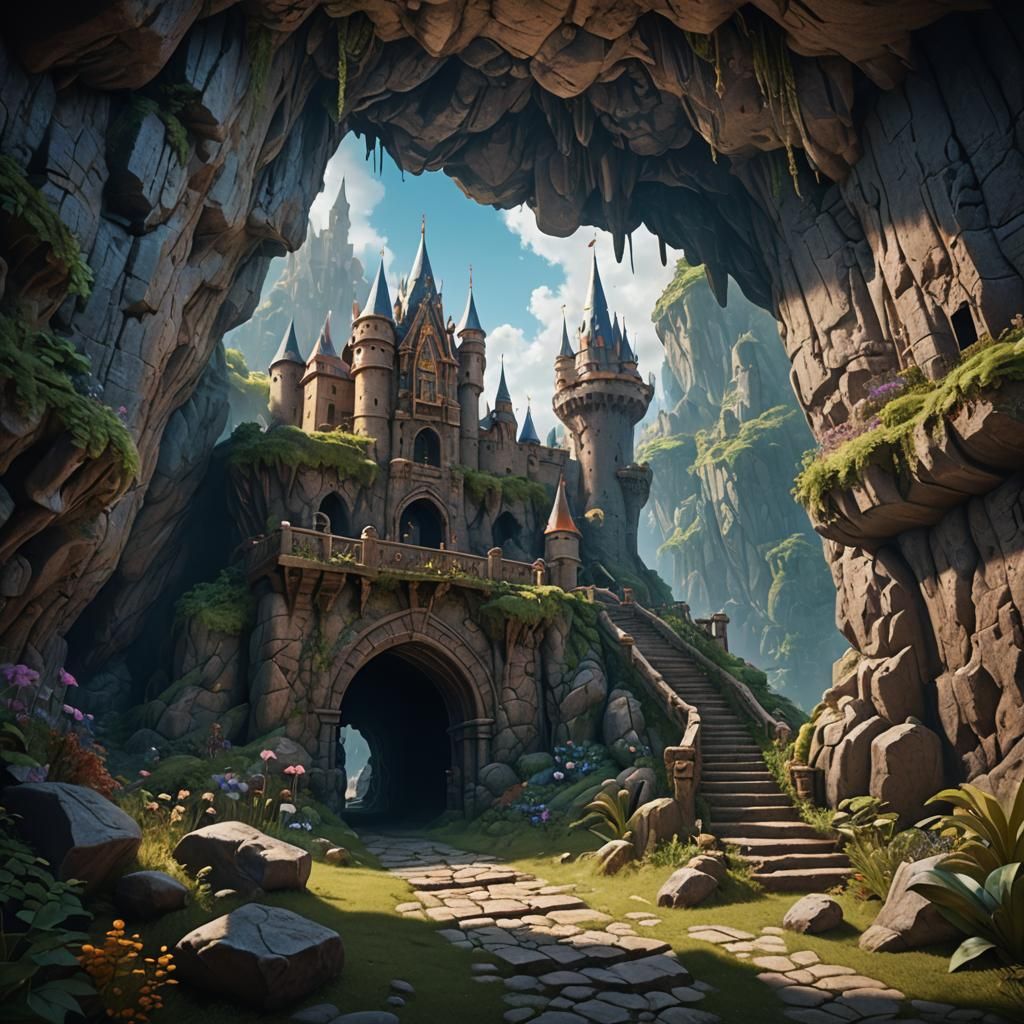 Magical Cave Entrance to Fantasy World