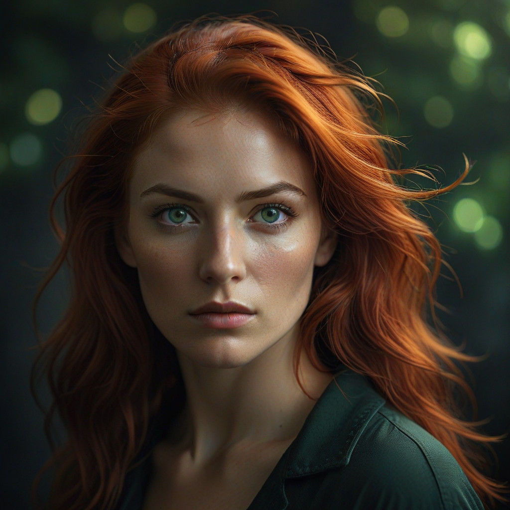 Stunning Photorealistic Portrait of a Young Woman in Dark, M...