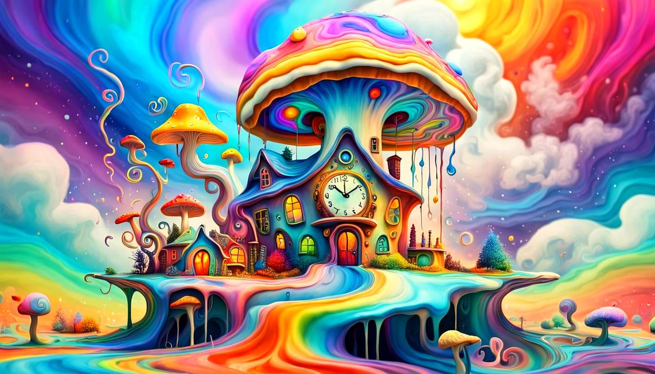 Surreal Melting Dreamscape in Psychedelic Style