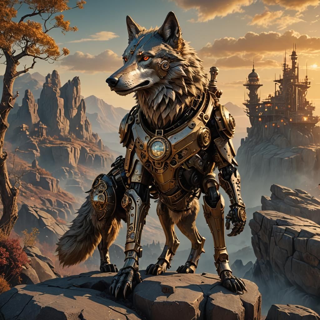 Steampunk Wolf Fantasy Concept Art
