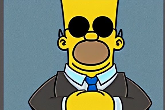 Homer Simpson as Batman in Groening Style