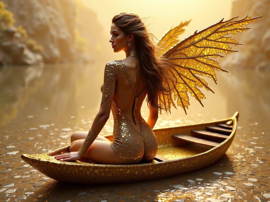 Woman Rides Effervescent Boat Across Unknown Lands