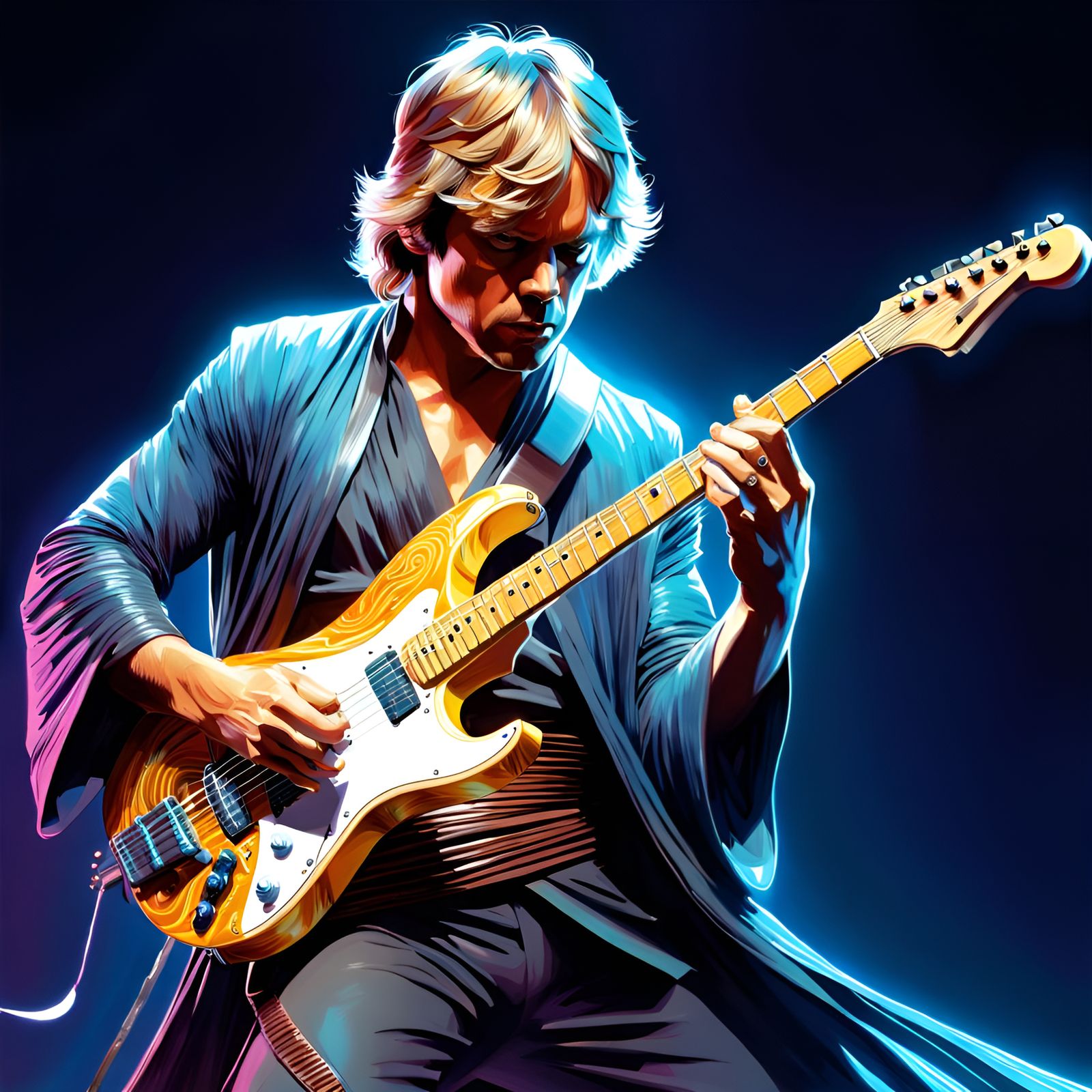 Luke Skywalker Rocking Out: Detailed 3D Render