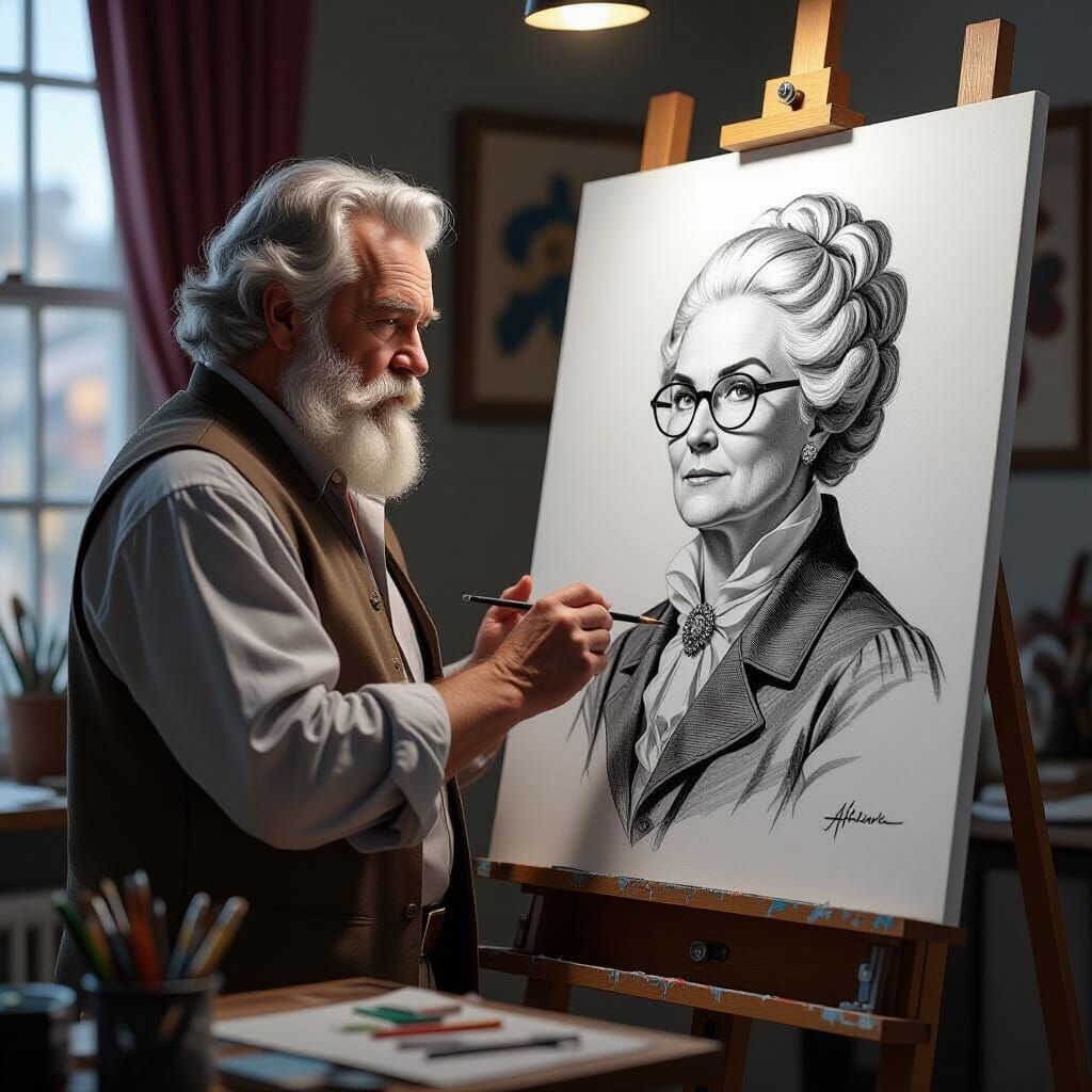 Ansel Adams Drawing Abigail Adams Portrait Concept Art