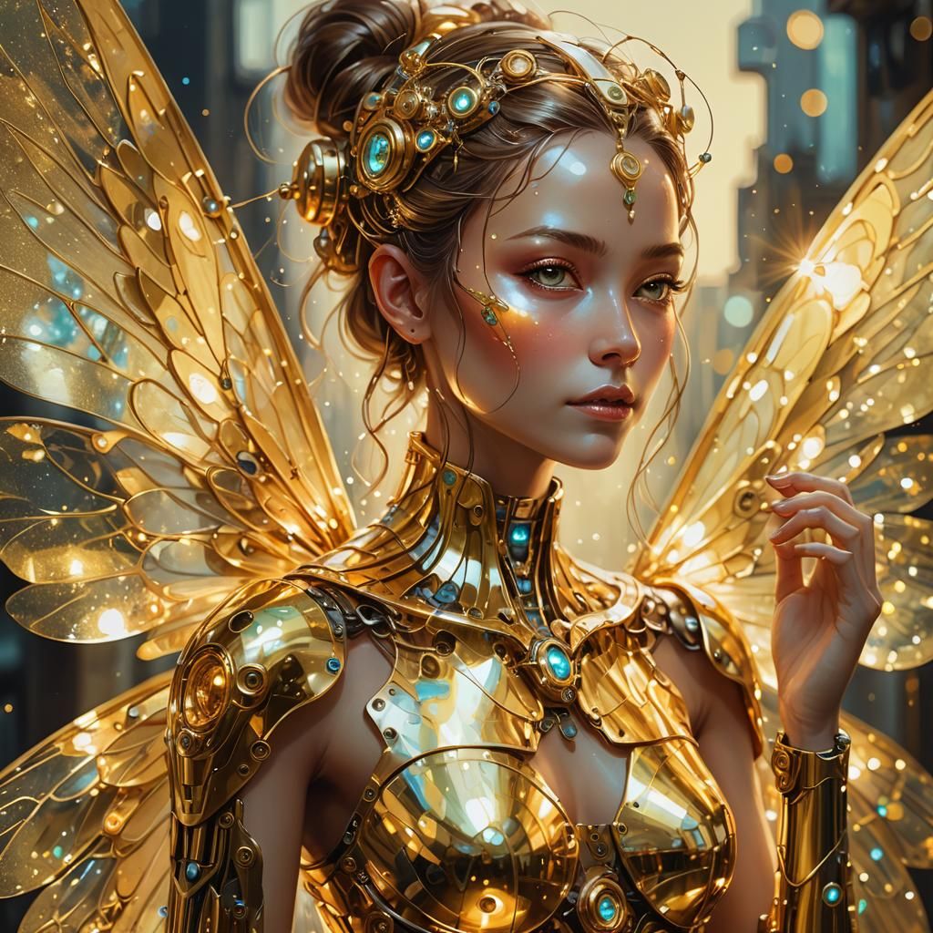 Robot Fairy Oiling Wings: A Whimsical Portrait