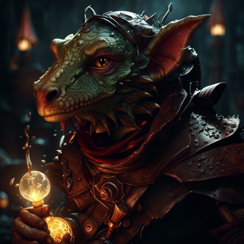 Hyperdetailed Kobold in Dark Fantasy Style