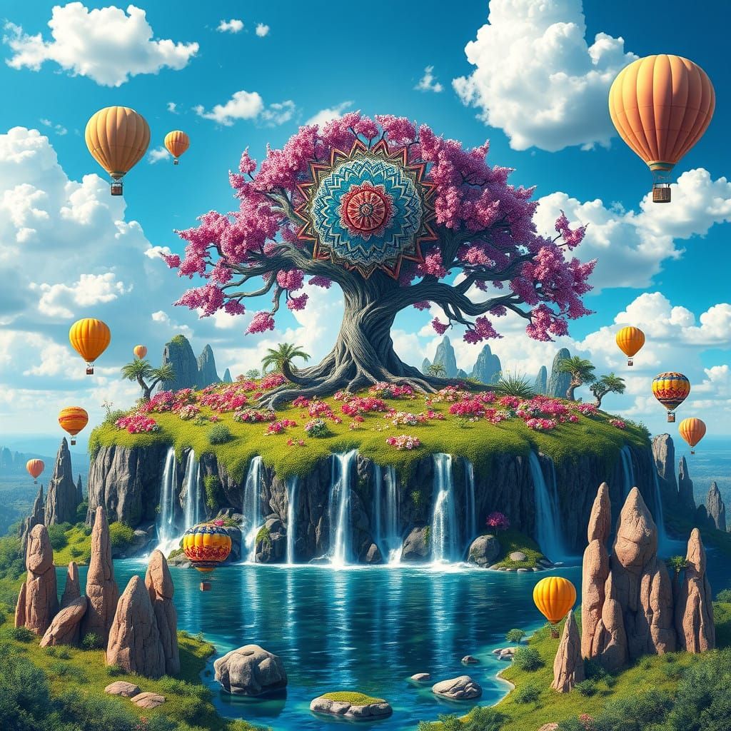 Surrealist Tree Reigns Over Enchanted Island Paradise in Vib...