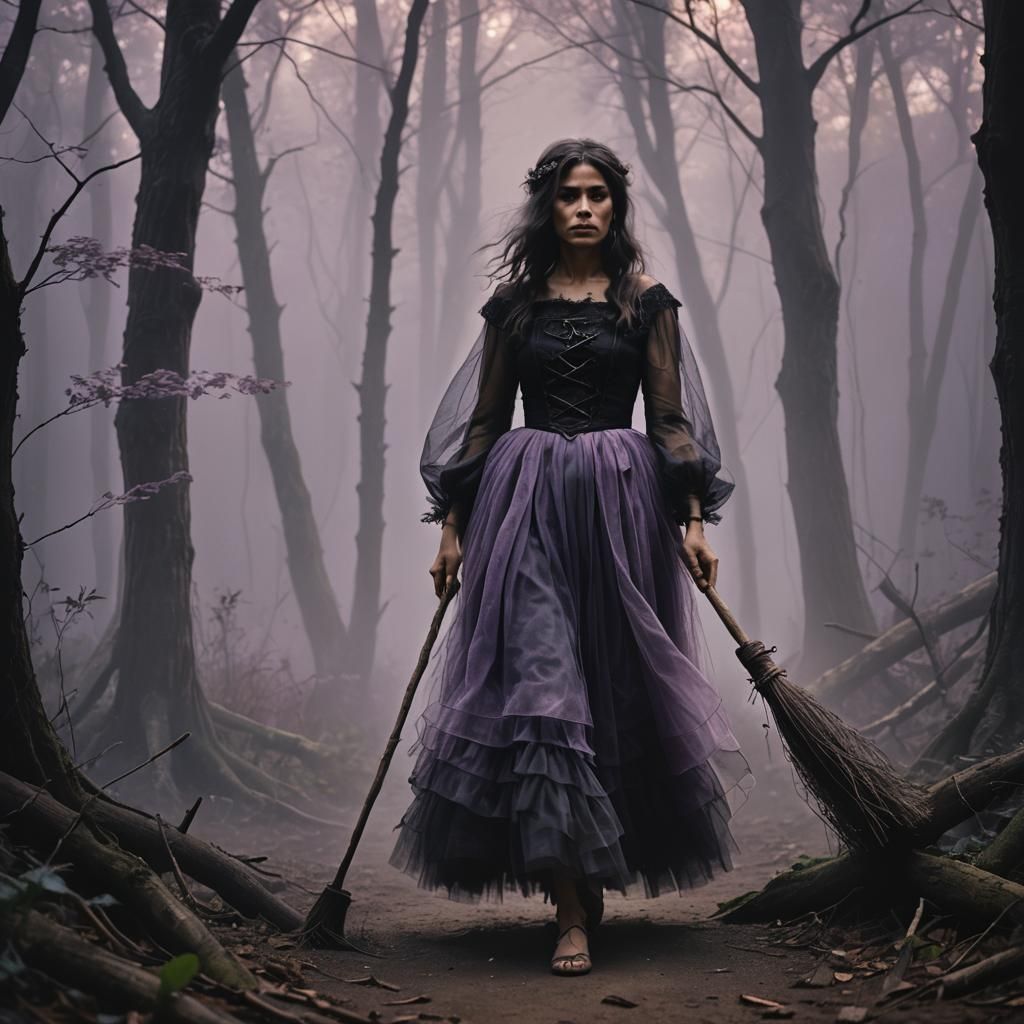 Bruja in Misty Forest: Romantic Fantasy Art