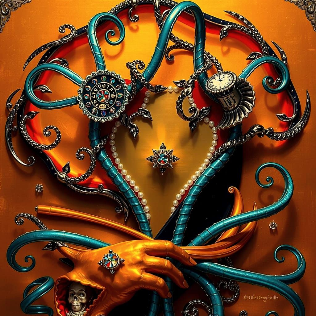Opulent Filigree Sculpture with Vivid Reflections