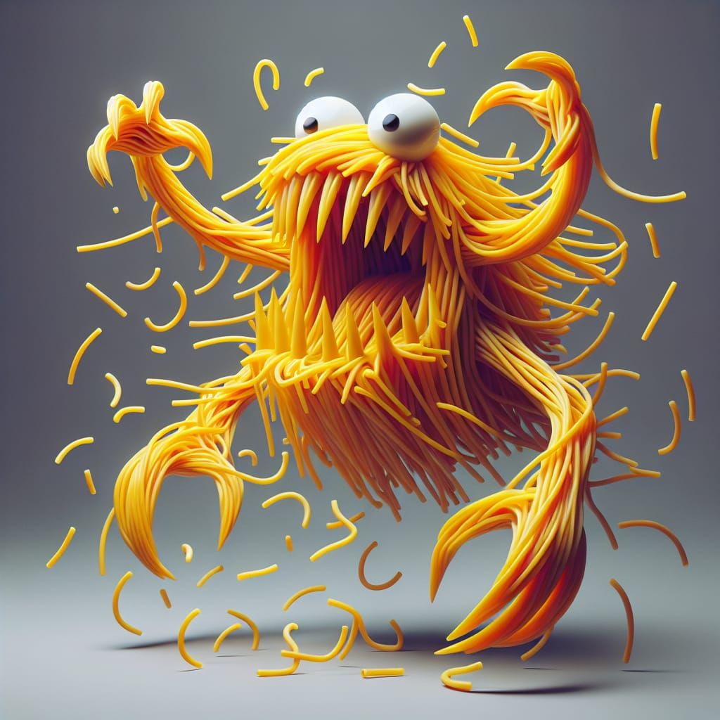 Kinetic Spaghetti Monster with Sharp Teeth and Claws
