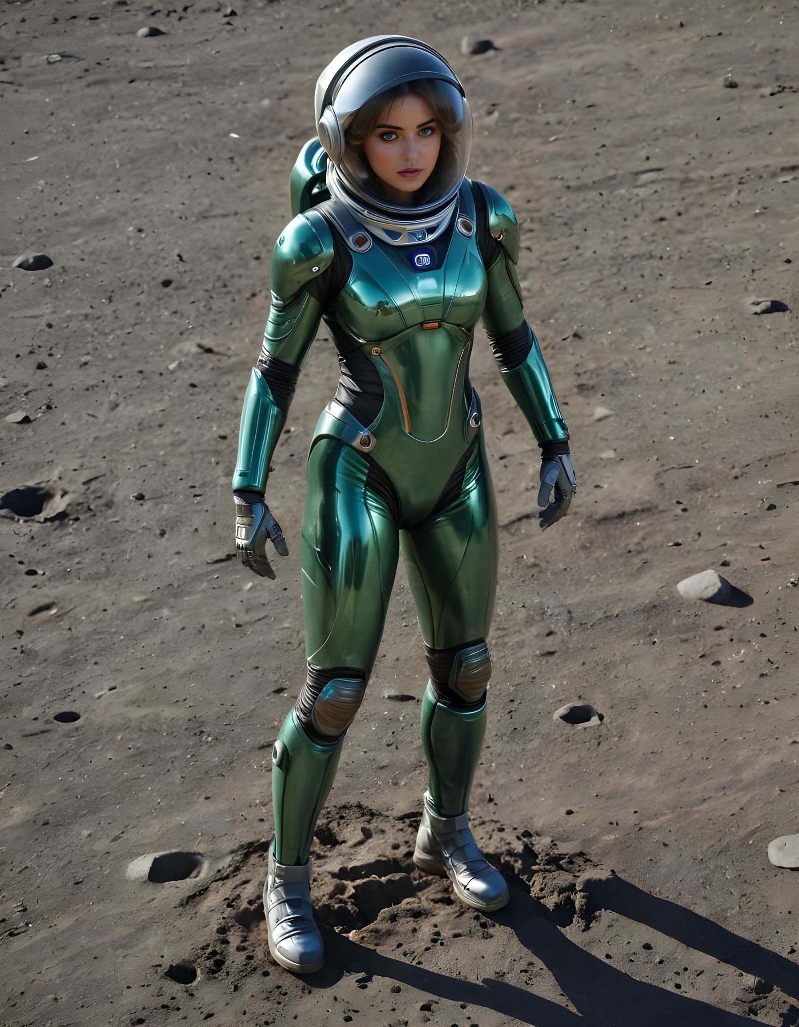 Ana de Armas in Emerald Spacesuit on the Moon