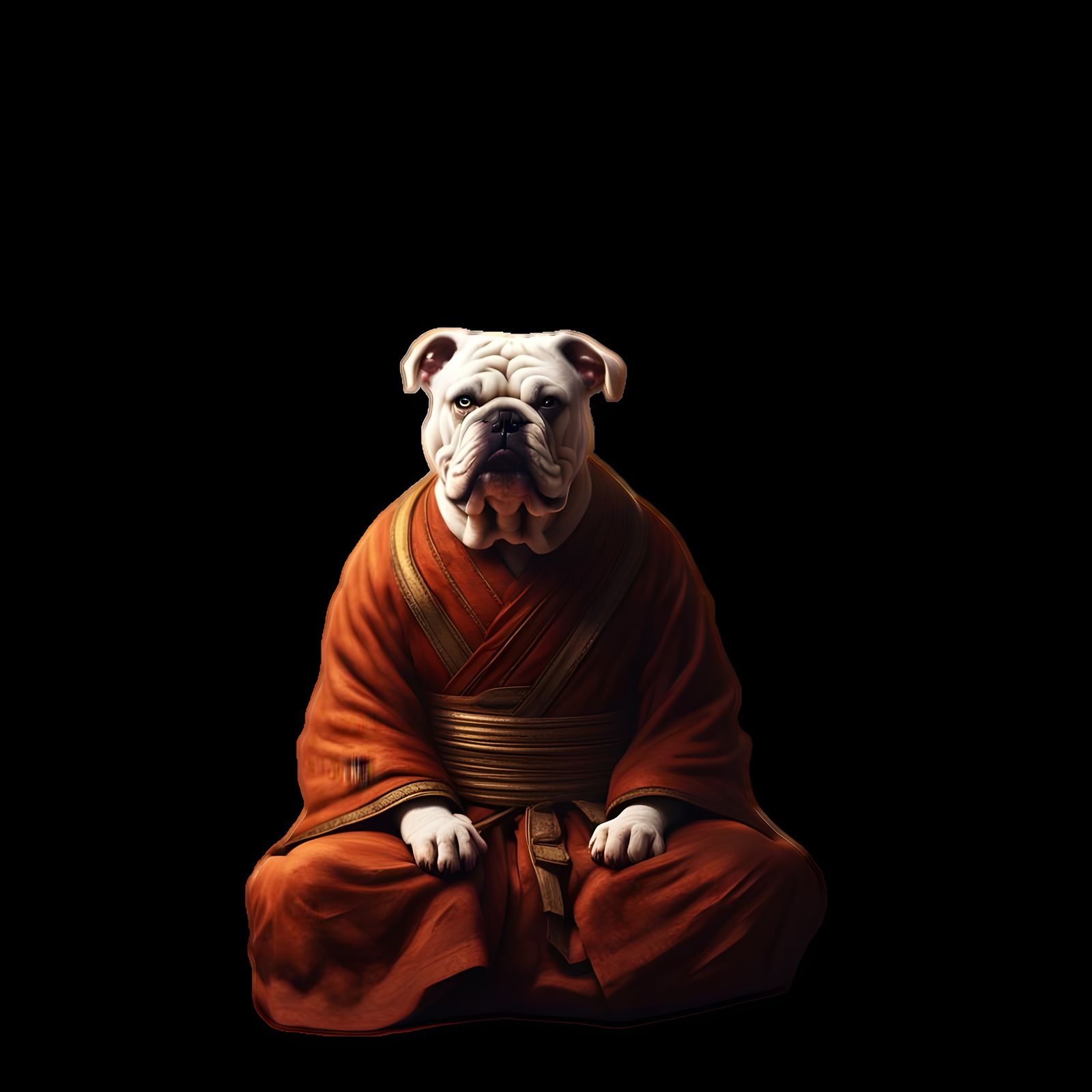 British Bulldog Monk in Hyperrealistic Studio