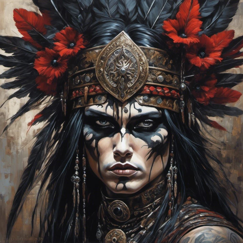 Goth Native Warrior in Broodiful Style