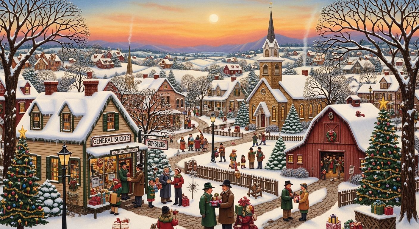 Christmas in a Folk Art Rural Town