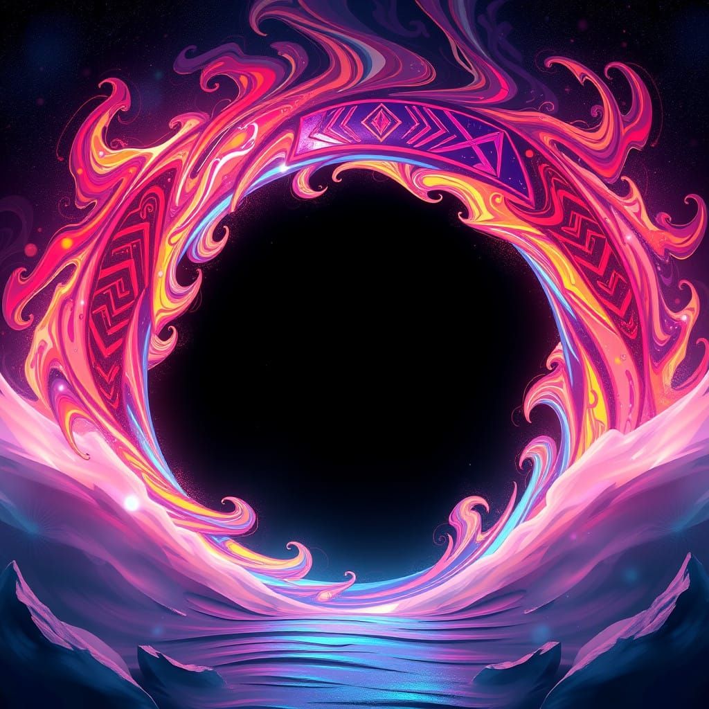 Fantastical Anime-Inspired Portal in Vibrant, Swirling Color...