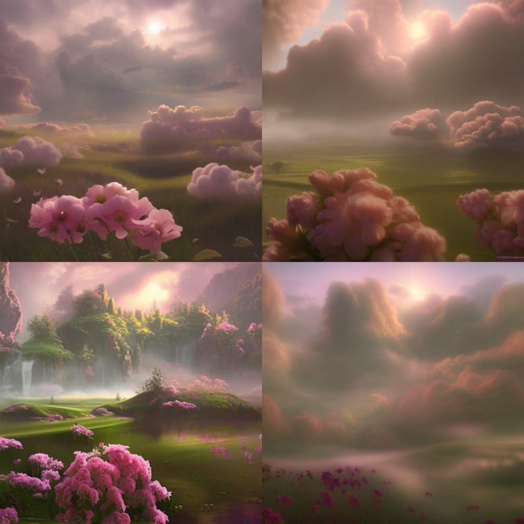 Rose Field Sunset: A Detailed Digital Painting