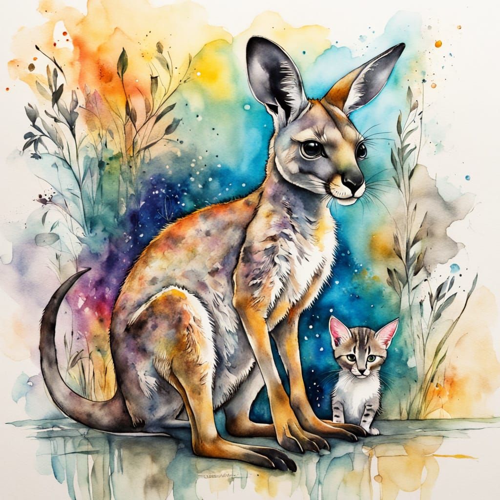 kangaroo & kitten