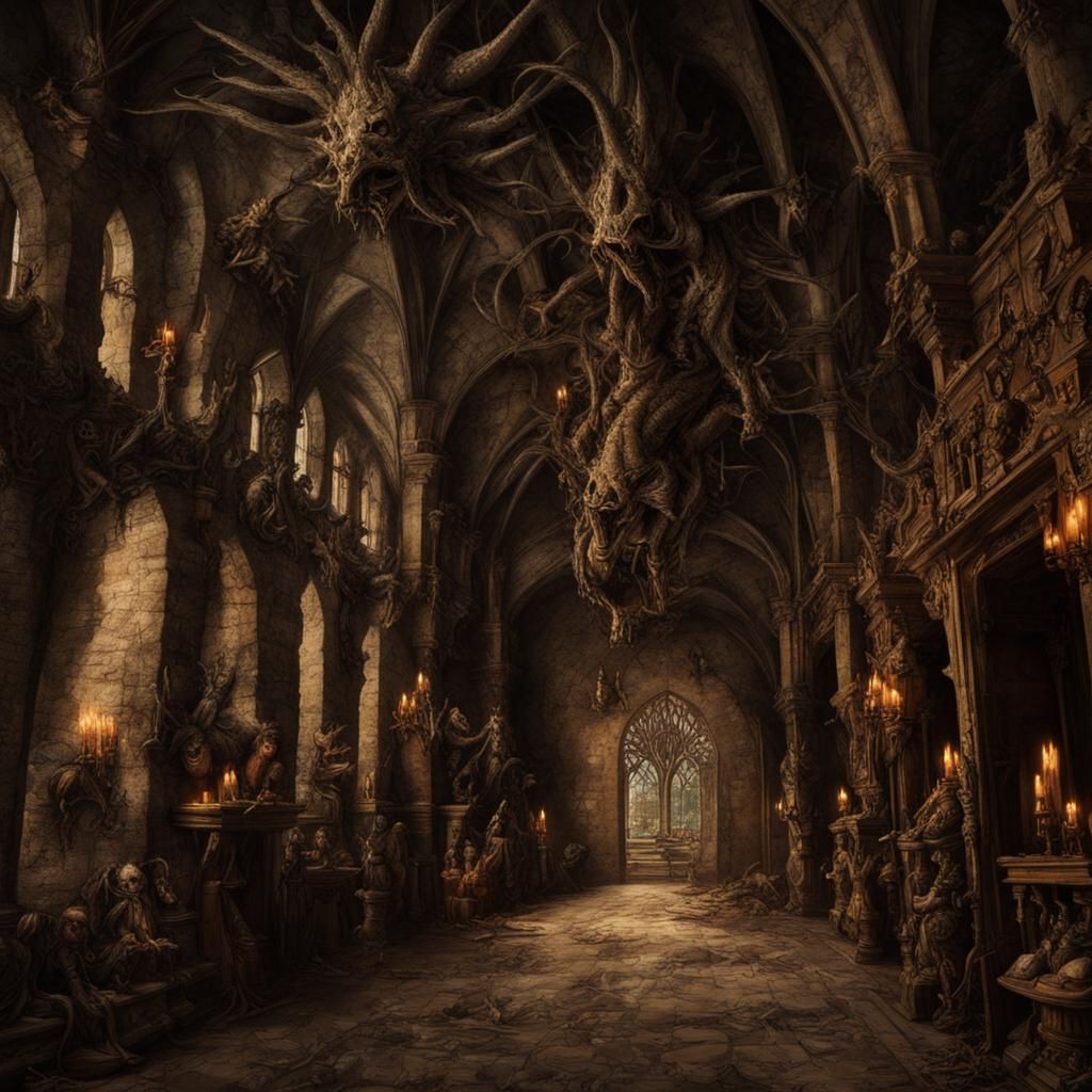 Medieval Knight Confronts Dragon in Dark Fantasy Landscape