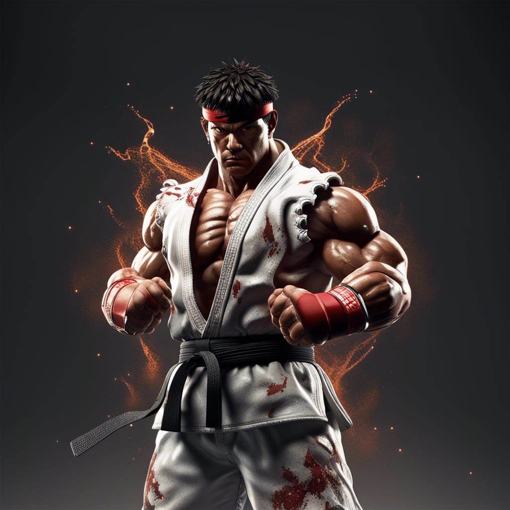 Photorealistic Street Fighter Ryu in Detailed 8K Render