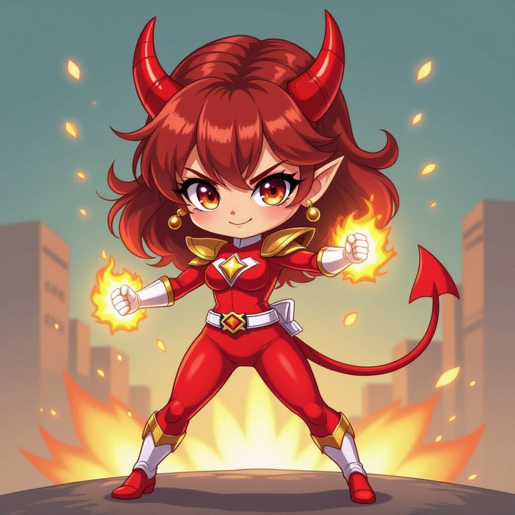 Chibi Devil Power Ranger in Dynamic Pose