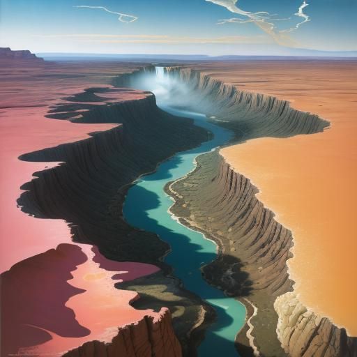 Niagara Falls in Surreal Desert Landscape