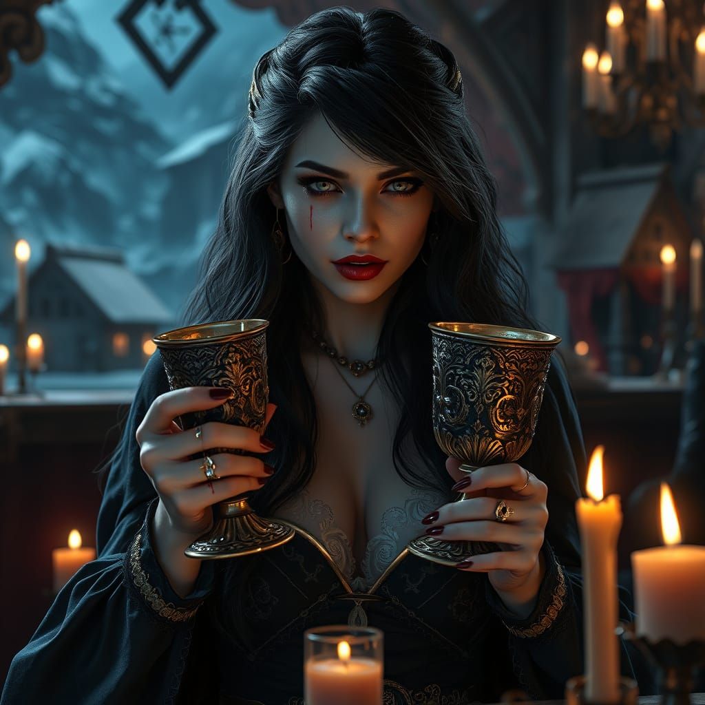 Ethereal Vampire in Medieval Tavern