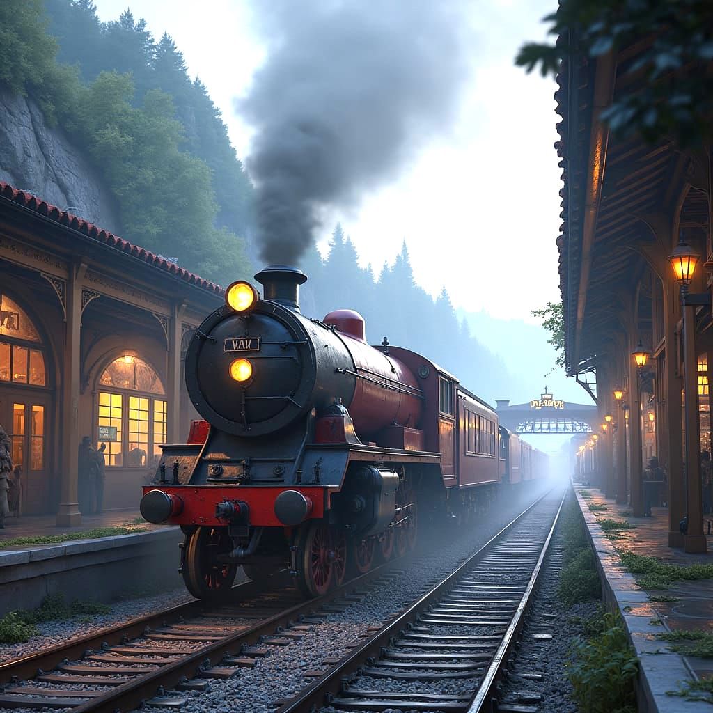 Welsh Train Station: Detailed Matte Painting