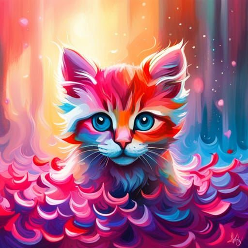 Colorful Graffiti Art of a Strawberry Kitten