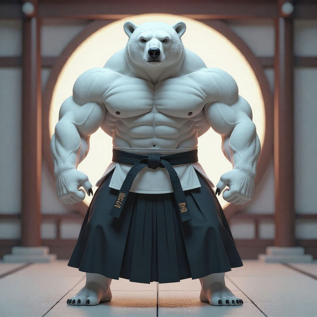 Muscular Polar Bear Aikido Master Portrait