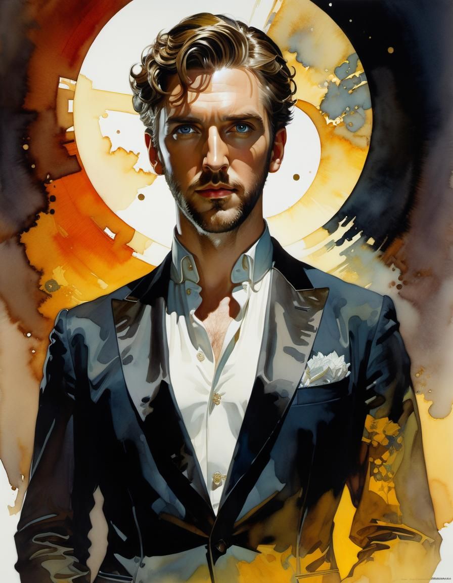 Luminous Dan Stevens: Watercolor Portrait