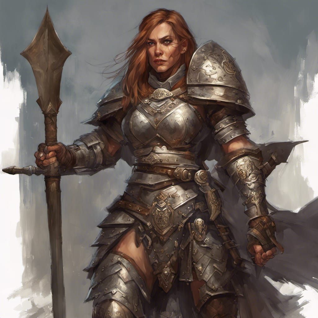 Female Warrior in Dwarf Armor: Dark Fantasy Concept Art