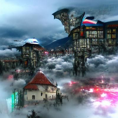 Cyberpunk Transylvania in the Clouds