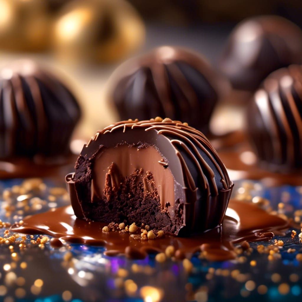 Photorealistic Dark Chocolate Truffle with Jelly Filling