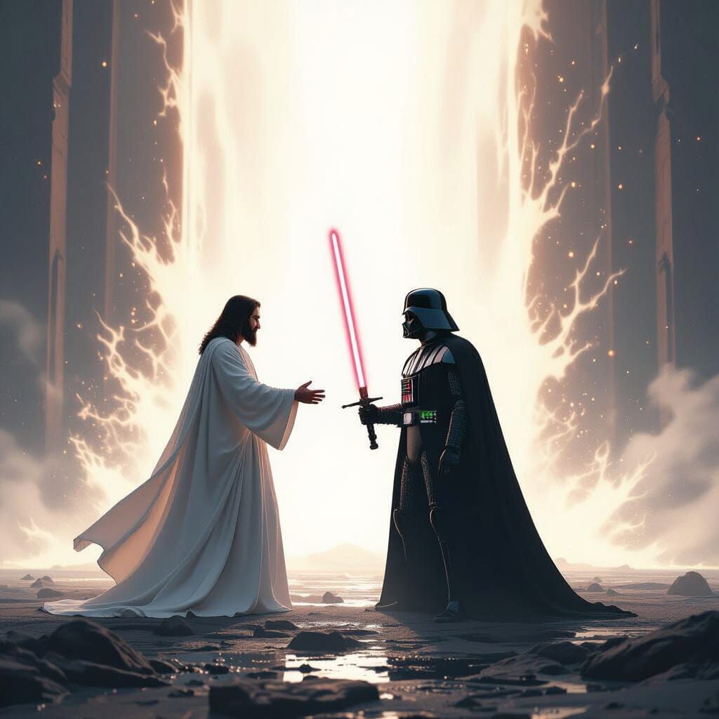 Jesus versus Darth Vader the epic Showdown live on Paperview!