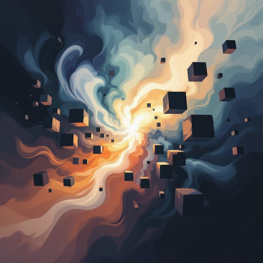 Abstract Light vs Shadow in Expressive Style