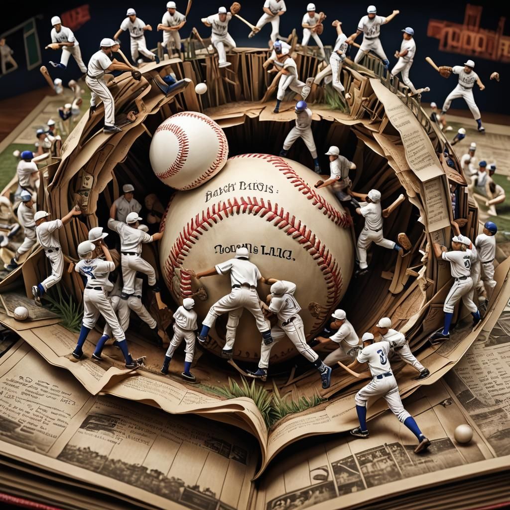 Hyperrealistic Baseball Pop-Up Book in HDR