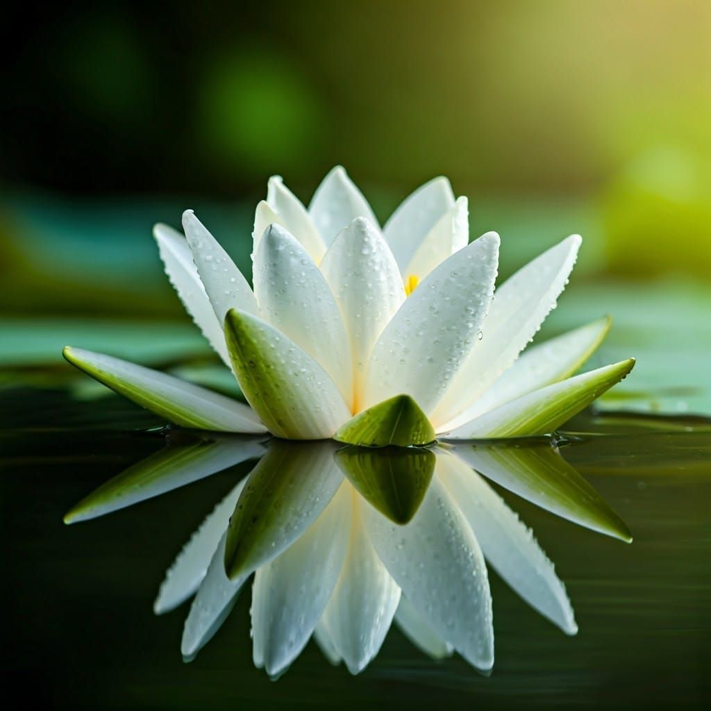 Delicate White Lotus in Morning Light