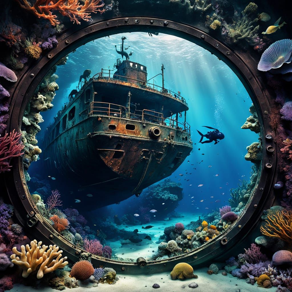 Underwater Dream: Sunken Ship and the Gazer
