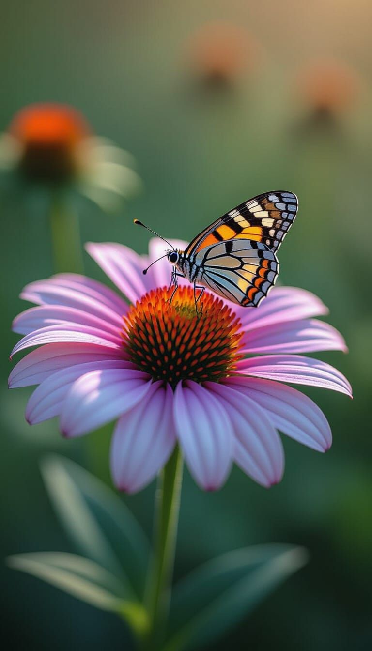 Chibi Striped Moth on Iridescent Flower