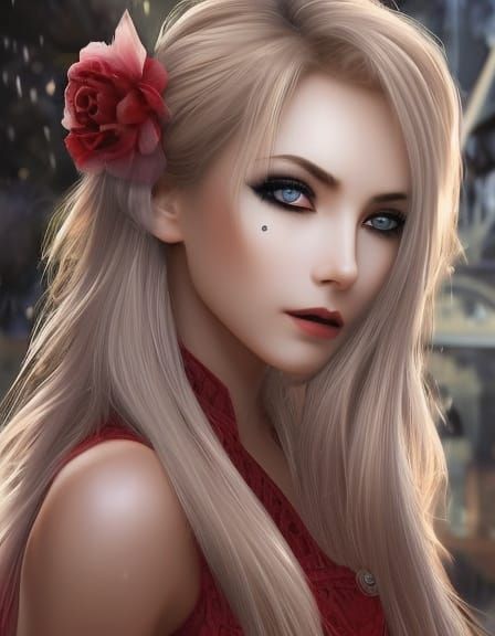 Crimson Gaze: A Vampire's Intense Hunger in Gothic Setting