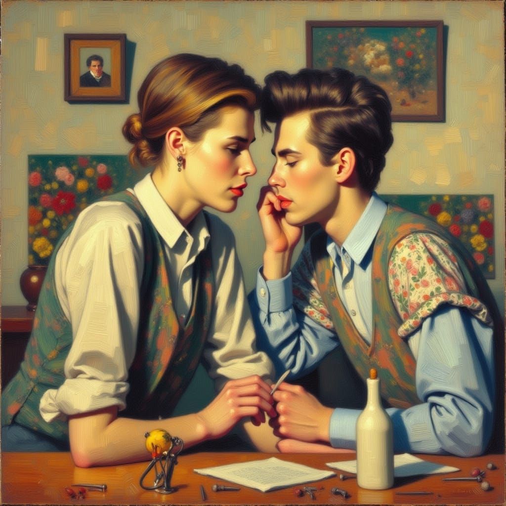 Pulp Fiction Scene in Rockwell Style