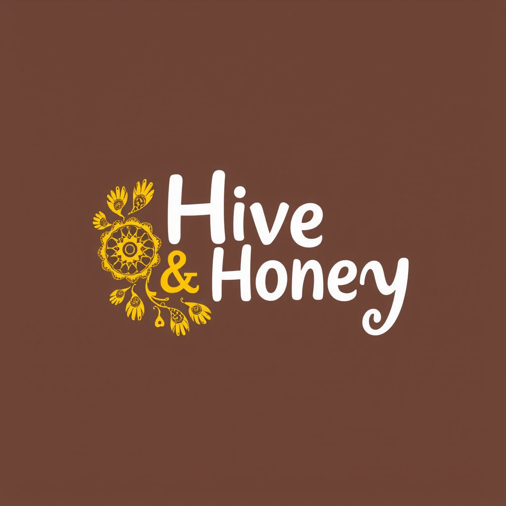 Whimsical Logo with Honeycomb and Fractal Elements
