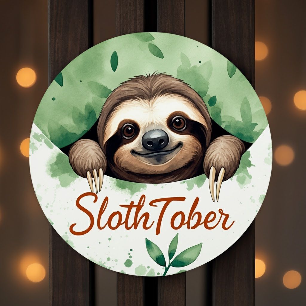 SlothTober Sign in Loose Watercolor Style