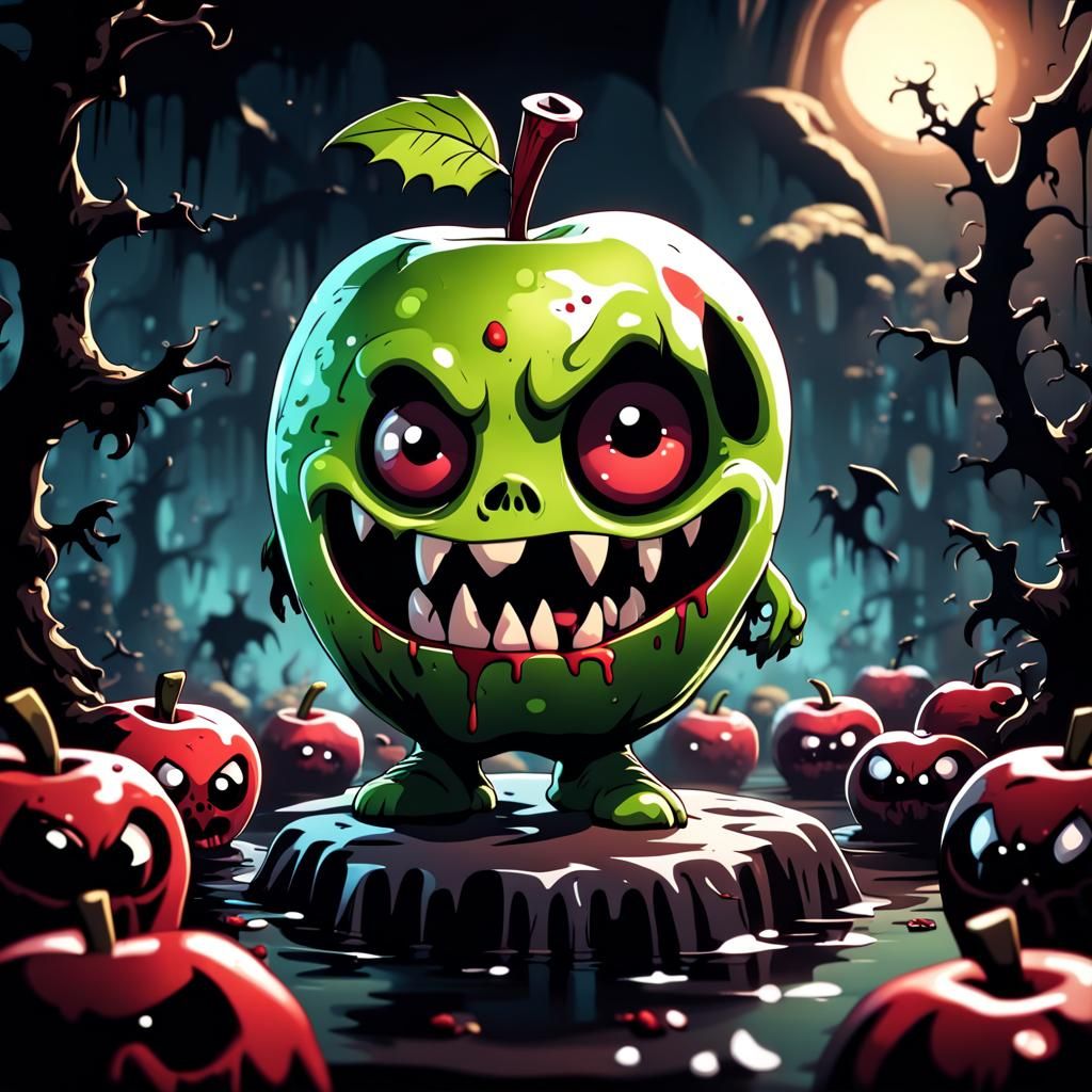 Chibi Zombie Apple in Cartoon Underworld